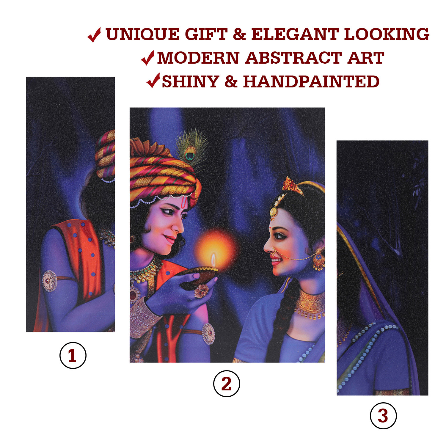 Kuber Industries Wall Paintings | MDF Wooden Wall Art for Living Room |Wall Sculpture | Radha-Krishna Painting for Bedroom | Office | Hotels | Gift | 1218KIK1 | Blue