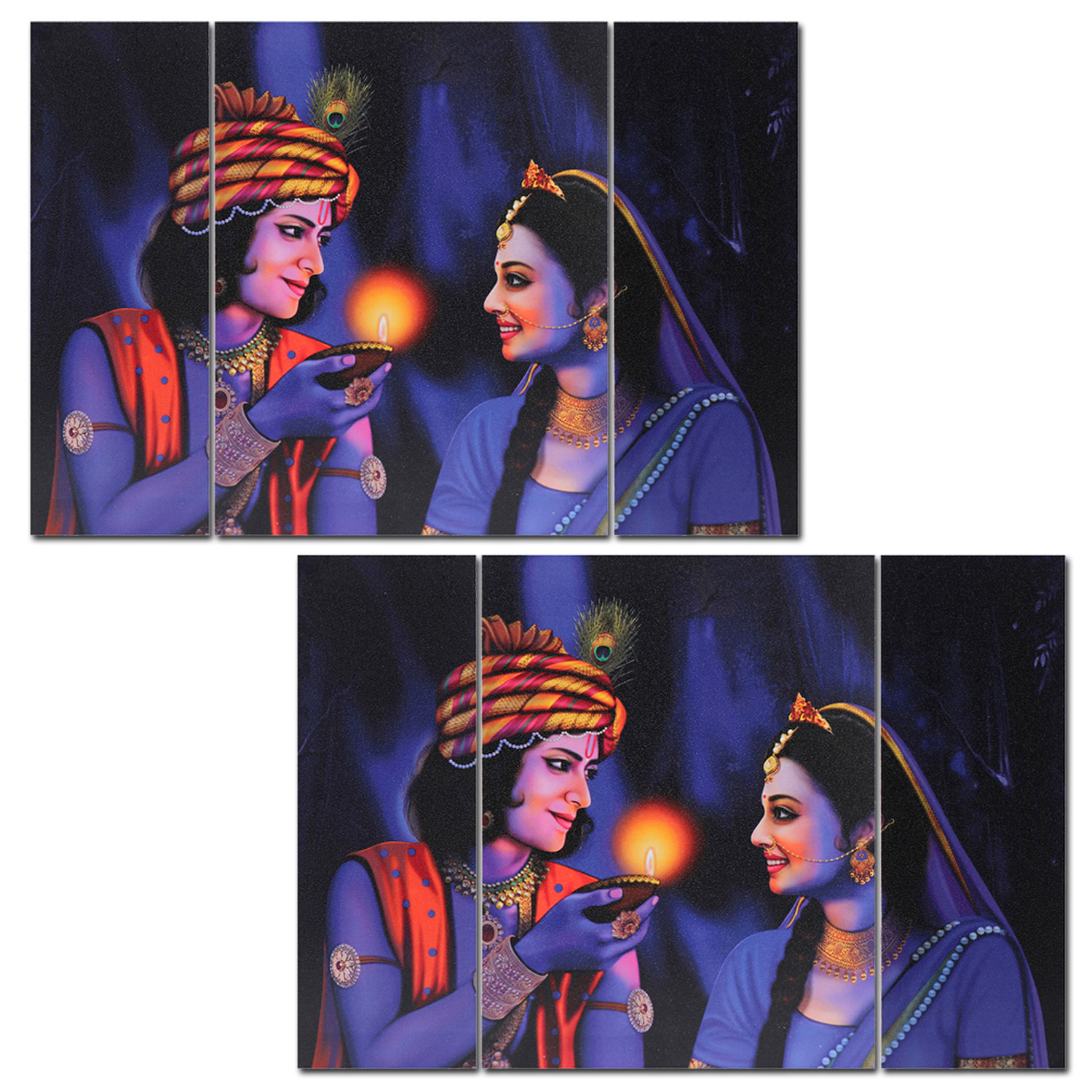 Kuber Industries Wall Paintings | MDF Wooden Wall Art for Living Room |Wall Sculpture | Radha-Krishna Painting for Bedroom | Office | Hotels | Gift | 1218KIK1 | Blue