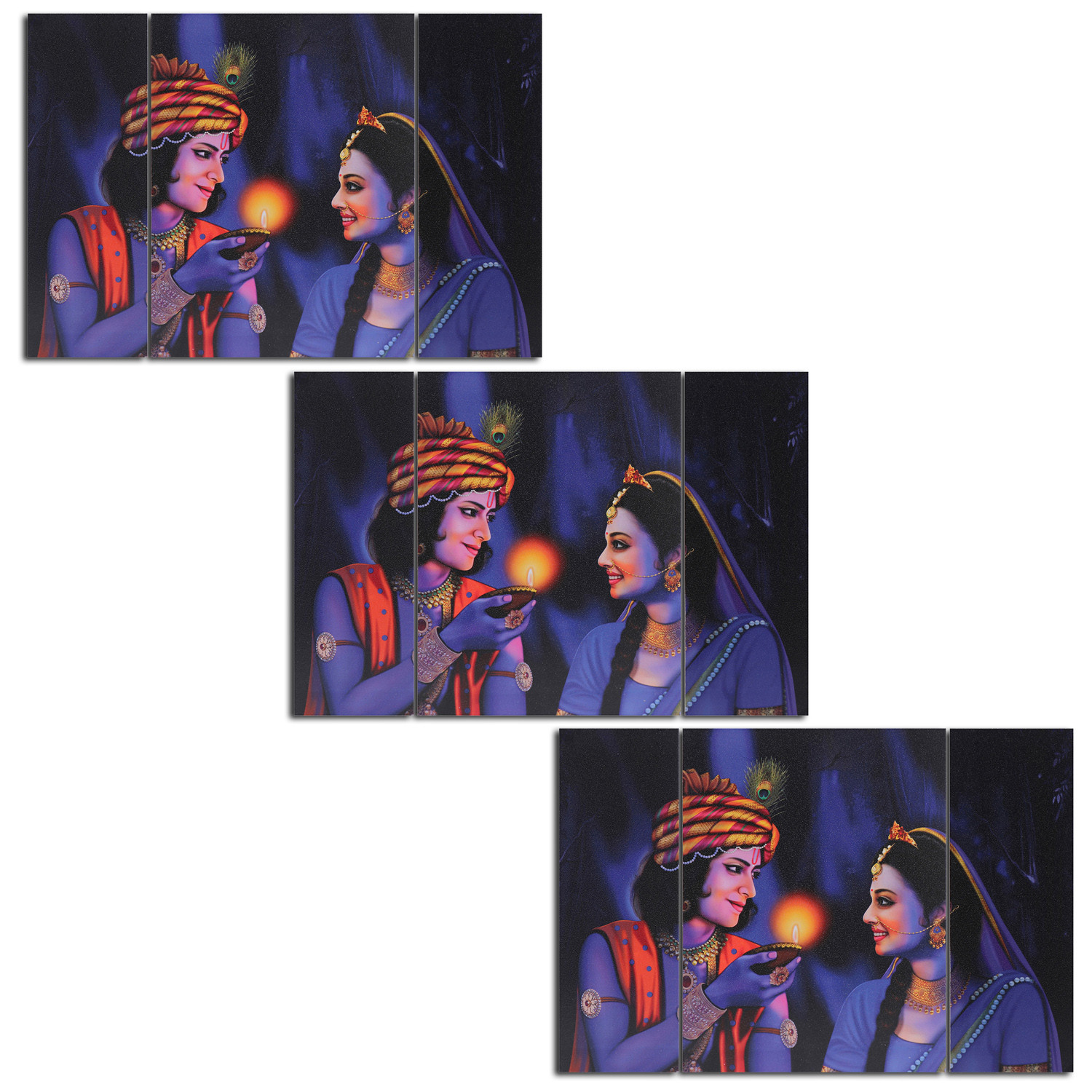 Kuber Industries Wall Paintings | MDF Wooden Wall Art for Living Room |Wall Sculpture | Radha-Krishna Painting for Bedroom | Office | Hotels | Gift | 1218KIK1 | Blue