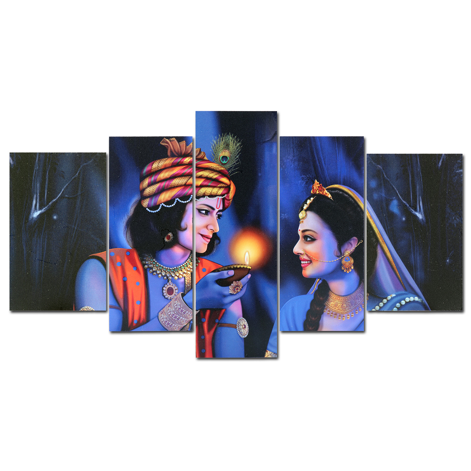 Kuber Industries Wall Paintings | MDF Wooden Wall Art for Living Room |Wall Sculpture | Radha-Krishna Painting for Bedroom | Office | Hotels | Gift | 1730KIK1| Blue