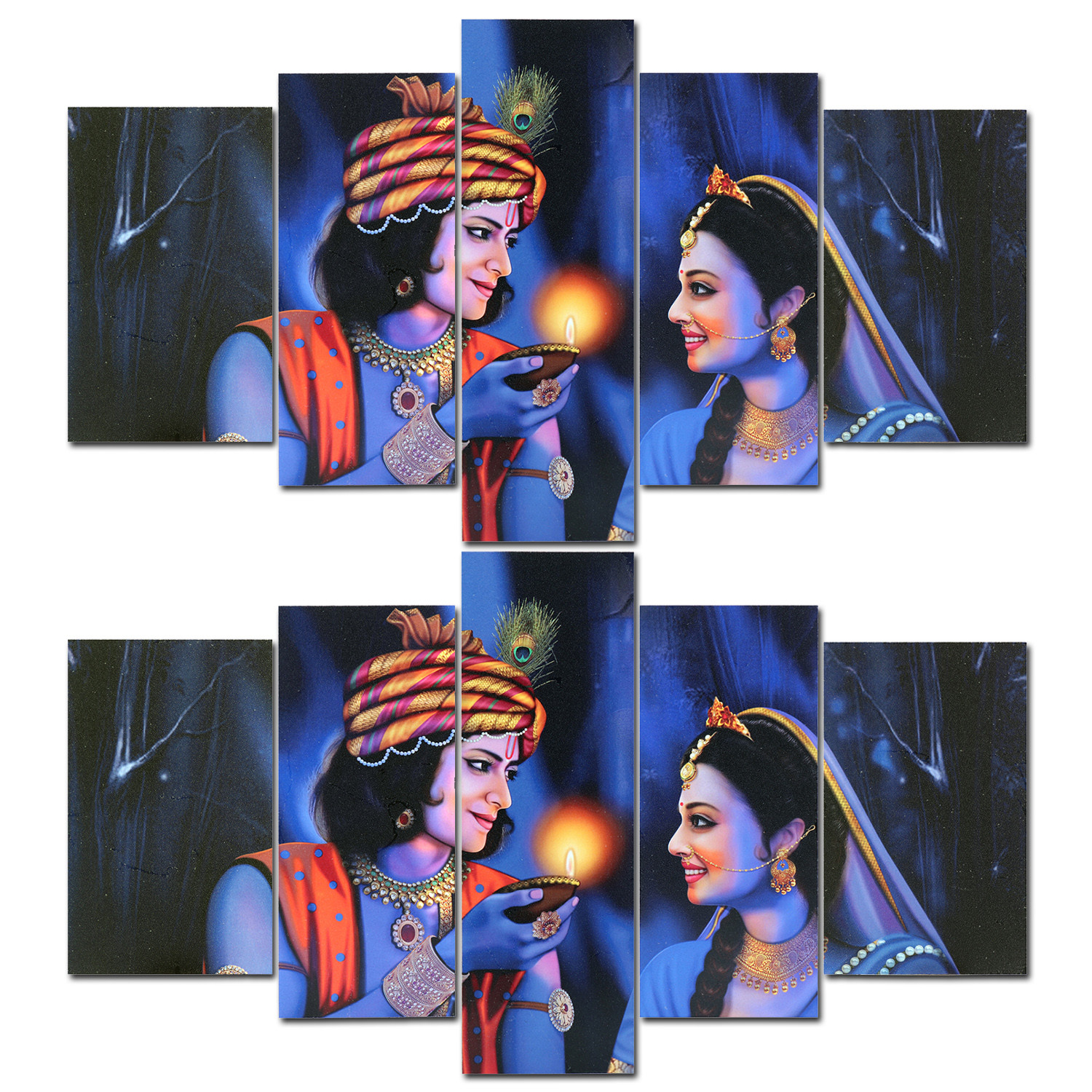 Kuber Industries Wall Paintings | MDF Wooden Wall Art for Living Room |Wall Sculpture | Radha-Krishna Painting for Bedroom | Office | Hotels | Gift | 1730KIK1| Blue