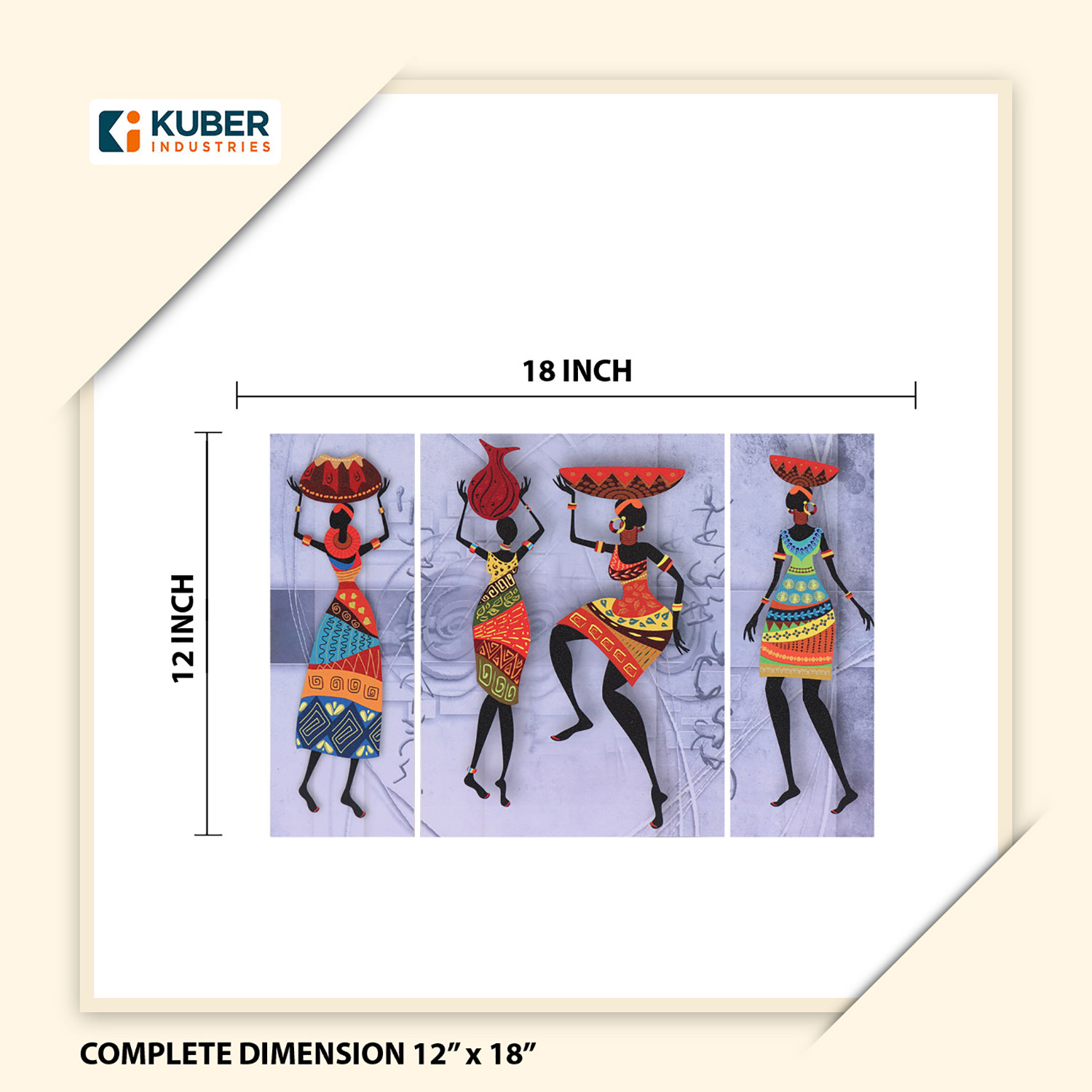 Kuber Industries Wall Paintings | MDF Wooden Wall Art for Living Room |Wall Sculpture | Traditional Painting for Bedroom | Office | Hotels | Gift | 1218KITA1| Gray