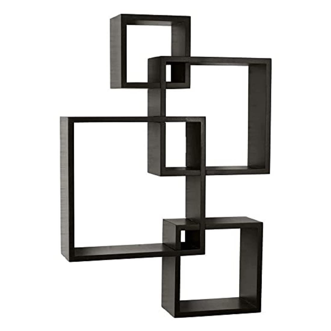 Kuber Industries Wall Shelves|Handicraft Wooden Intersecting Wall Rack|Floating Shelves Wall DÃ©cor for Living Room,Office,Set of 4,(Brown)