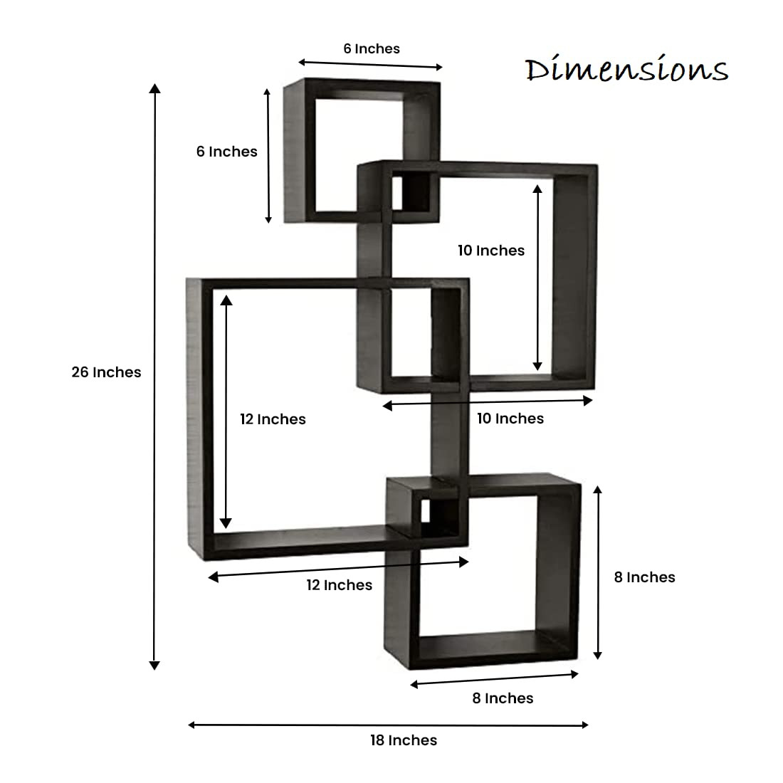 Kuber Industries Wall Shelves|Handicraft Wooden Intersecting Wall Rack|Floating Shelves Wall DÃ©cor for Living Room,Office,Set of 4,(Brown)