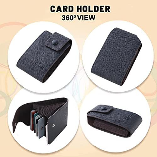 Kuber Industries Wallet for Women/Men | Card Holder for Men & Women | Leather Wallet for ID, Visiting Card, Business Card, ATM Card Holder | Slim Wallet | Button Closure, Blue