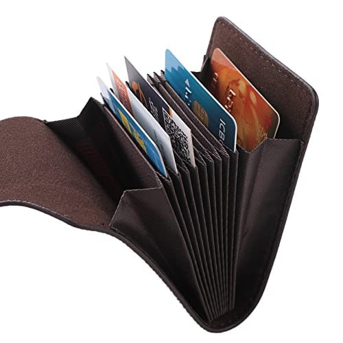 Kuber Industries Wallet for Women/Men | Card Holder for Men & Women | Leather Wallet for ID, Visiting Card, Business Card, ATM Card Holder | Slim Wallet | Button Closure, Brown