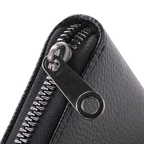Kuber Industries Wallet for Women/Men | Card Holder for Men & Women | Leather Wallet for ID, Visiting Card, Business Card, ATM Card Holder | Slim Wallet | Zipper Closure, Black
