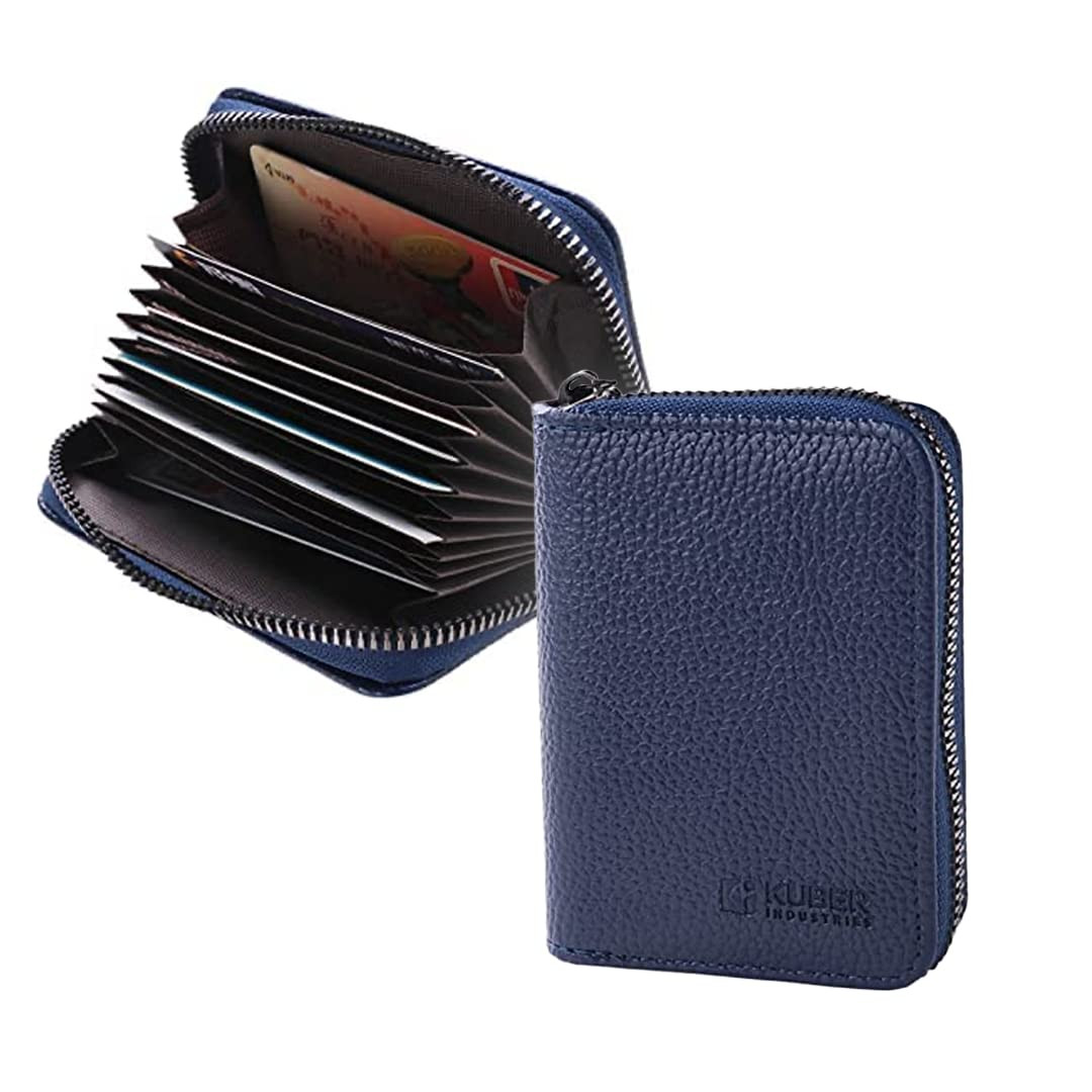Kuber Industries Wallet for Women/Men | Card Holder for Men & Women | Leather Wallet for ID, Visiting Card, Business Card, ATM Card Holder | Slim Wallet | Zipper Closure, Black