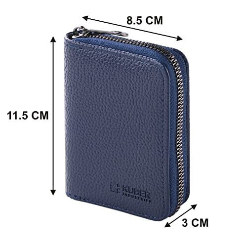 Kuber Industries Wallet for Women/Men | Card Holder for Men & Women | Leather Wallet for ID, Visiting Card, Business Card, ATM Card Holder | Slim Wallet | Zipper Closure, Black