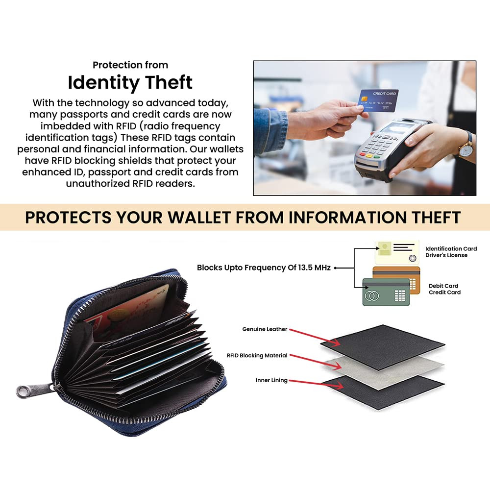 Kuber Industries Wallet for Women/Men | Card Holder for Men & Women | Leather Wallet for ID, Visiting Card, Business Card, ATM Card Holder | Slim Wallet | Zipper Closure, Black