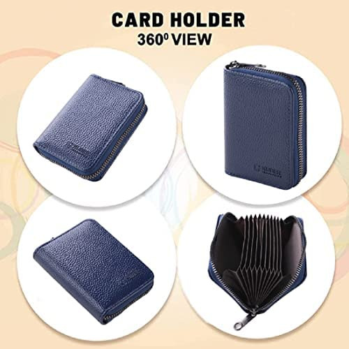 Kuber Industries Wallet for Women/Men | Card Holder for Men & Women | Leather Wallet for ID, Visiting Card, Business Card, ATM Card Holder | Slim Wallet | Zipper Closure, Black