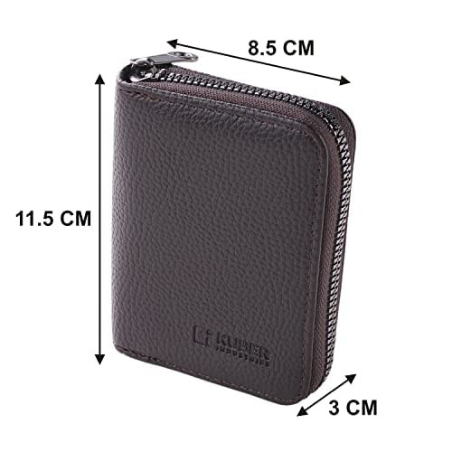 Kuber Industries Wallet for Women/Men | Card Holder for Men & Women | Leather Wallet for ID, Visiting Card, Business Card, ATM Card Holder | Slim Wallet | Zipper Closure, Coffee