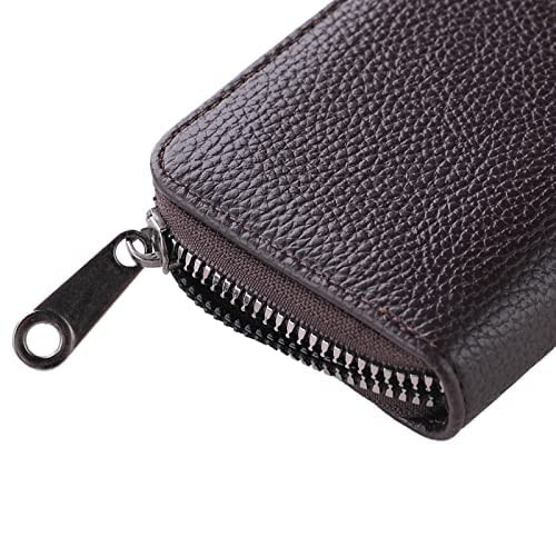 Kuber Industries Wallet for Women/Men | Card Holder for Men & Women | Leather Wallet for ID, Visiting Card, Business Card, ATM Card Holder | Slim Wallet | Zipper Closure, Coffee