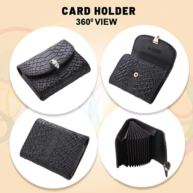 Kuber Industries Wallet for Women/Men | Card Holder for Men & Women | Leather Wallet for ID, Visiting Card, Business Card, ATM Card Holder | Slim Wallet | Button Closure, Black
