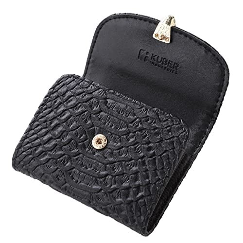 Kuber Industries Wallet for Women/Men | Card Holder for Men & Women | Leather Wallet for ID, Visiting Card, Business Card, ATM Card Holder | Slim Wallet | Button Closure, Black