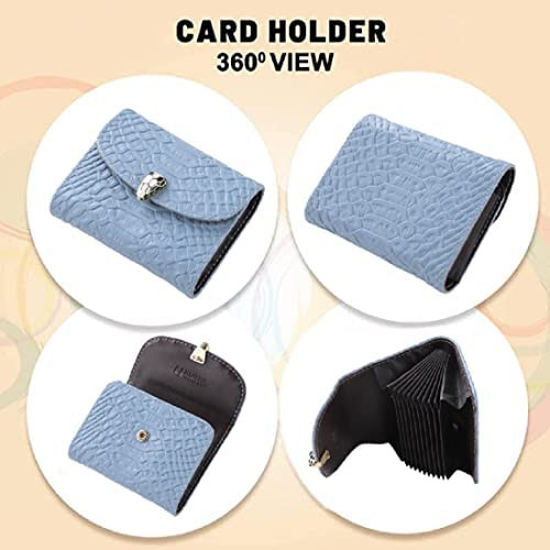 Kuber Industries Wallet for Women/Men | Card Holder for Men & Women | Leather Wallet for ID, Visiting Card, Business Card, ATM Card Holder | Slim Wallet | Button Closure, Blue