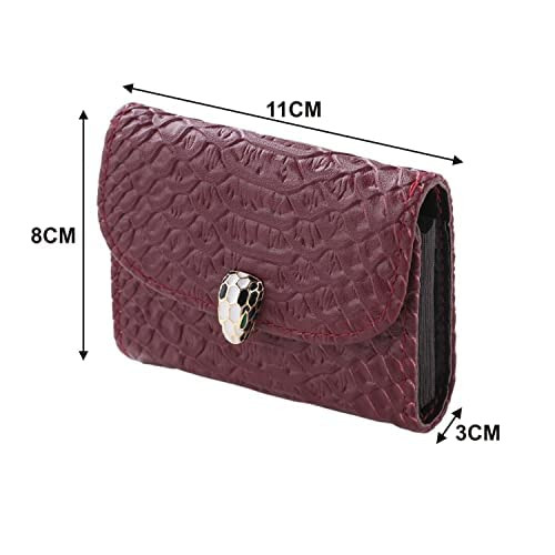 Kuber Industries Wallet for Women/Men | Card Holder for Men & Women | Leather Wallet for ID, Visiting Card, Business Card, ATM Card Holder | Slim Wallet | Button Closure, Red