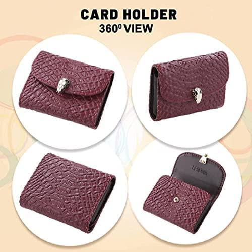 Kuber Industries Wallet for Women/Men | Card Holder for Men & Women | Leather Wallet for ID, Visiting Card, Business Card, ATM Card Holder | Slim Wallet | Button Closure, Red