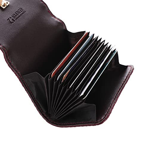 Kuber Industries Wallet for Women/Men | Card Holder for Men & Women | Leather Wallet for ID, Visiting Card, Business Card, ATM Card Holder | Slim Wallet | Button Closure, Red