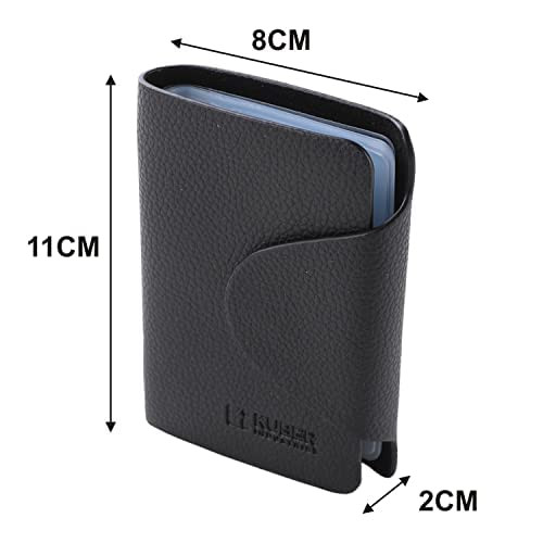 Kuber Industries Wallet for Women/Men | Card Holder for Men & Women | Leather Wallet for ID, Visiting Card, Business Card, ATM Card Holder | Slim Wallet | Butten Closure, Black