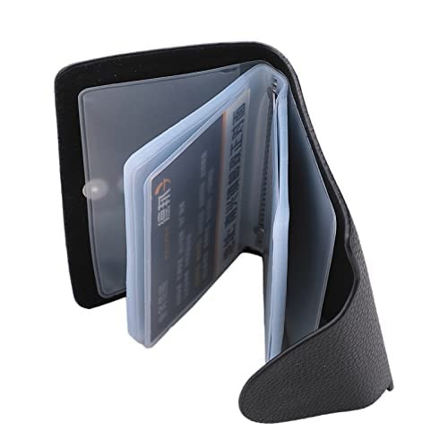 Kuber Industries Wallet for Women/Men | Card Holder for Men & Women | Leather Wallet for ID, Visiting Card, Business Card, ATM Card Holder | Slim Wallet | Butten Closure, Black