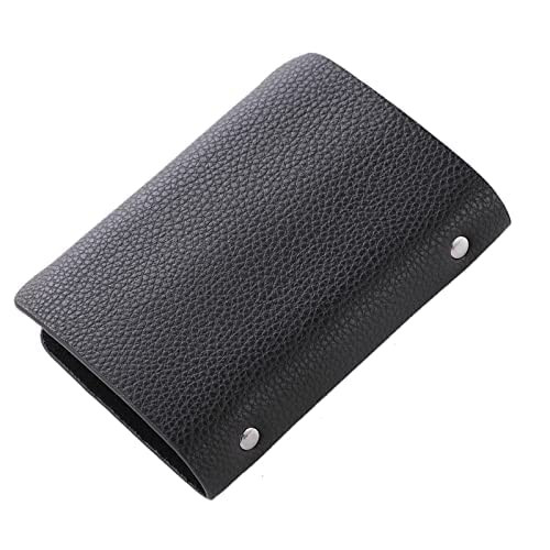 Kuber Industries Wallet for Women/Men | Card Holder for Men & Women | Leather Wallet for ID, Visiting Card, Business Card, ATM Card Holder | Slim Wallet | Butten Closure, Black