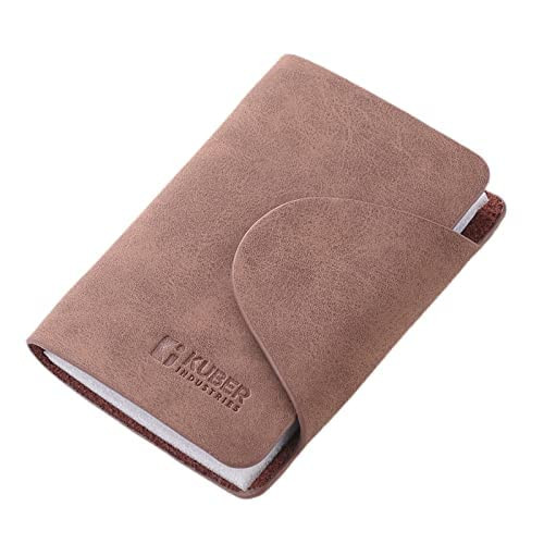 Kuber Industries Wallet for Women/Men | Card Holder for Men & Women | Leather Wallet for ID, Visiting Card, Business Card, ATM Card Holder | Slim Wallet | Butten Closure, Coffee