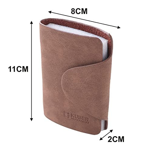 Kuber Industries Wallet for Women/Men | Card Holder for Men & Women | Leather Wallet for ID, Visiting Card, Business Card, ATM Card Holder | Slim Wallet | Butten Closure, Coffee