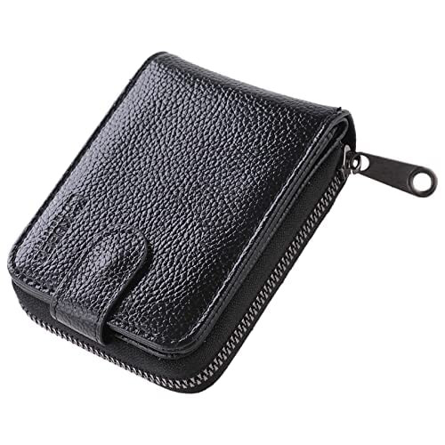 Kuber Industries Wallet for Women/Men | Card Holder for Men & Women | Leather Wallet for ID, Visiting Card, Business Card, ATM Card Holder | Slim Wallet | Zipper Closure, Black