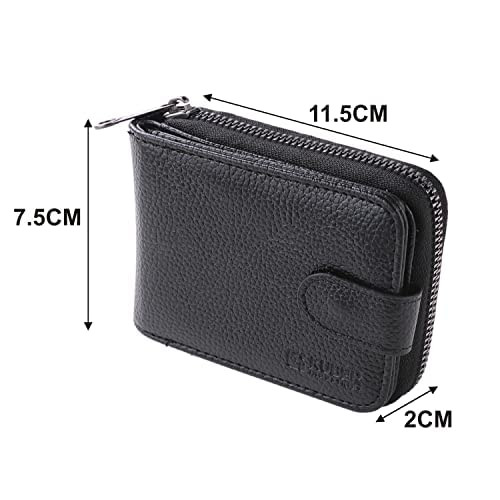 Kuber Industries Wallet for Women/Men | Card Holder for Men & Women | Leather Wallet for ID, Visiting Card, Business Card, ATM Card Holder | Slim Wallet | Zipper Closure, Black