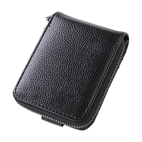 Kuber Industries Wallet for Women/Men | Card Holder for Men & Women | Leather Wallet for ID, Visiting Card, Business Card, ATM Card Holder | Slim Wallet | Zipper Closure, Black