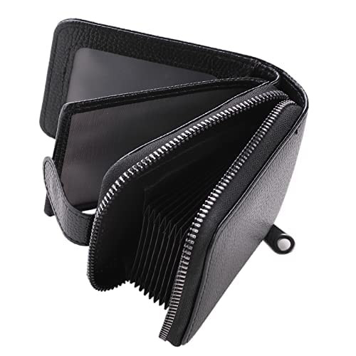 Kuber Industries Wallet for Women/Men | Card Holder for Men & Women | Leather Wallet for ID, Visiting Card, Business Card, ATM Card Holder | Slim Wallet | Zipper Closure, Black