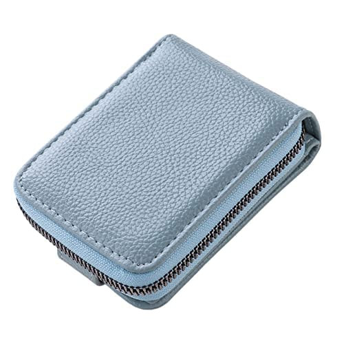 Kuber Industries Wallet for Women/Men | Card Holder for Men & Women | Leather Wallet for ID, Visiting Card, Business Card, ATM Card Holder | Slim Wallet | Zipper Closure, Blue