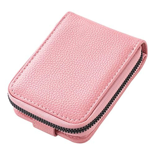 Kuber Industries Wallet for Women/Men | Card Holder for Men & Women | Leather Wallet for ID, Visiting Card, Business Card, ATM Card Holder | Slim Wallet | Zipper Closure, Pink