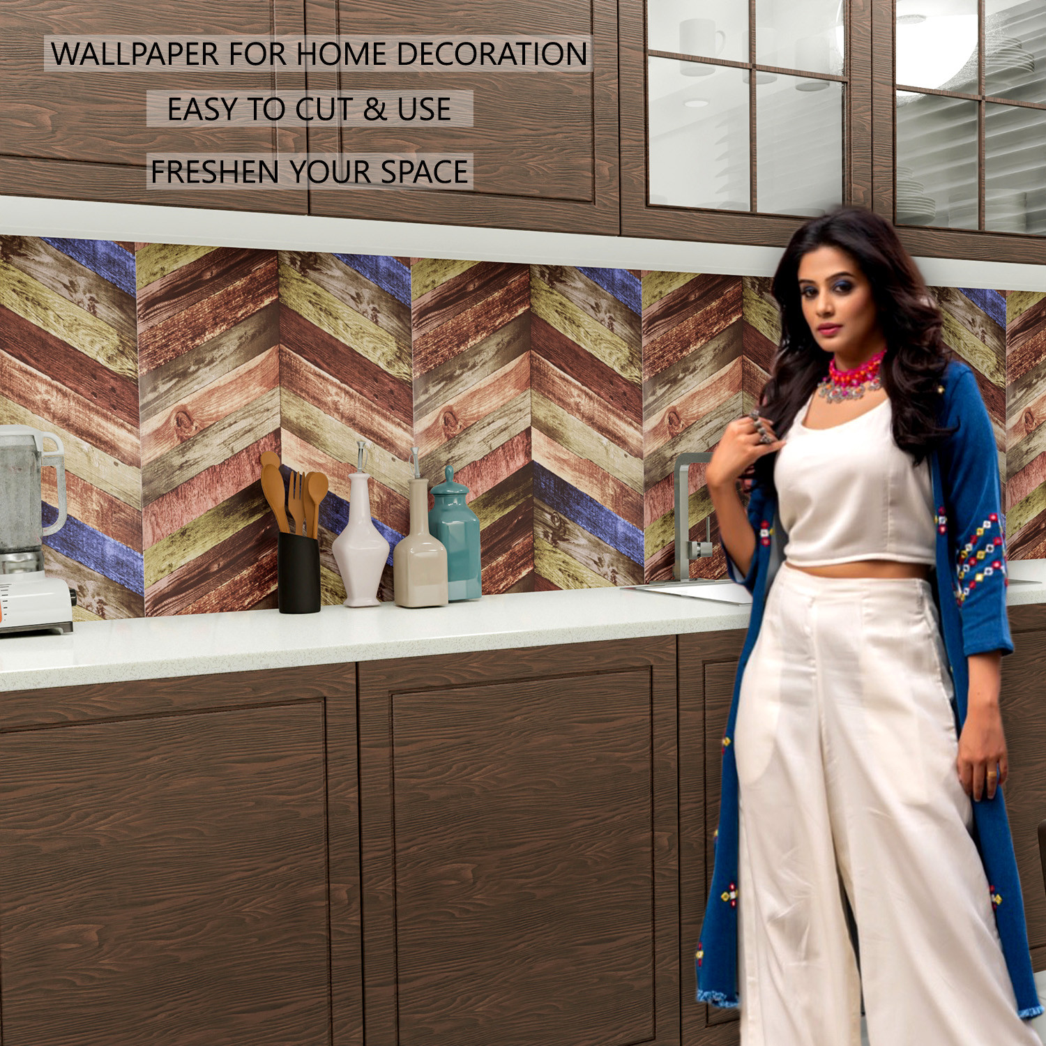 Kuber Industries Wallpaper | Self Adhesive Wallpaper Sheet | Polyvinyl Chloride Wallpaper for Home Décor | Kitchen Cabinets Wallpaper Roll |5 Meter| WP-3 |Multi