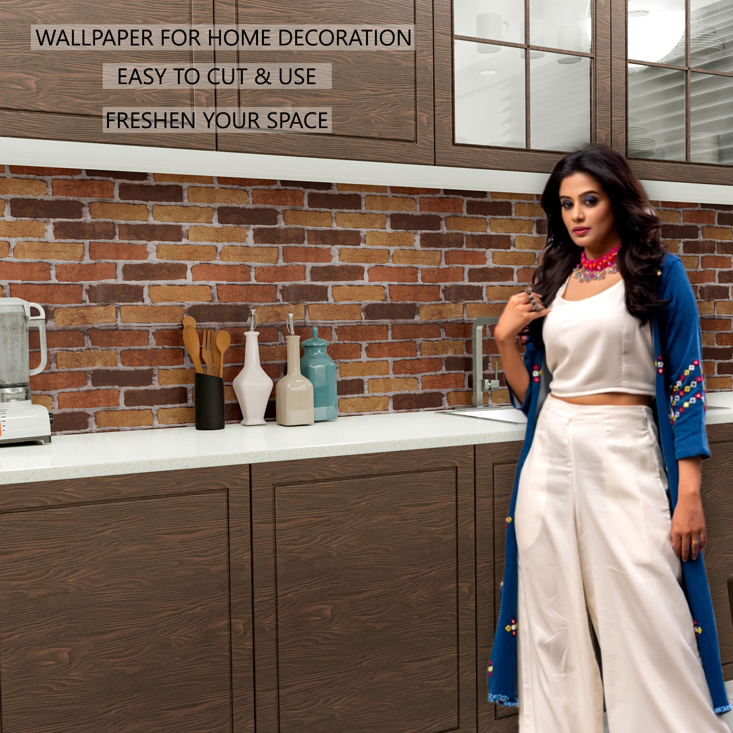 Kuber Industries Wallpaper | Self Adhesive Wallpaper Sheet | Polyvinyl Chloride Wallpaper for Home Décor | Kitchen Cabinets Wallpaper Roll |5 Meter| WP-4 |Multi