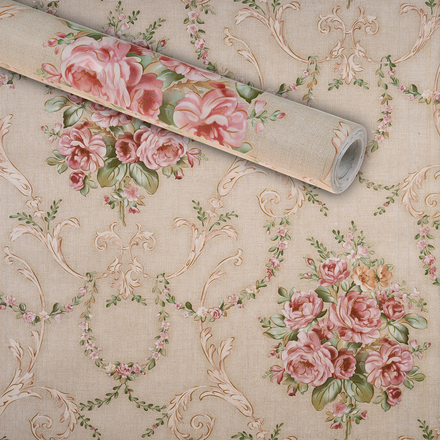 Kuber Industries Wallpaper | Self Adhesive Wallpaper Sheet | Polyvinyl Chloride Wallpaper for Home Décor | Kitchen Cabinets Wallpaper Roll |5 Meter| WP-9 |Cream