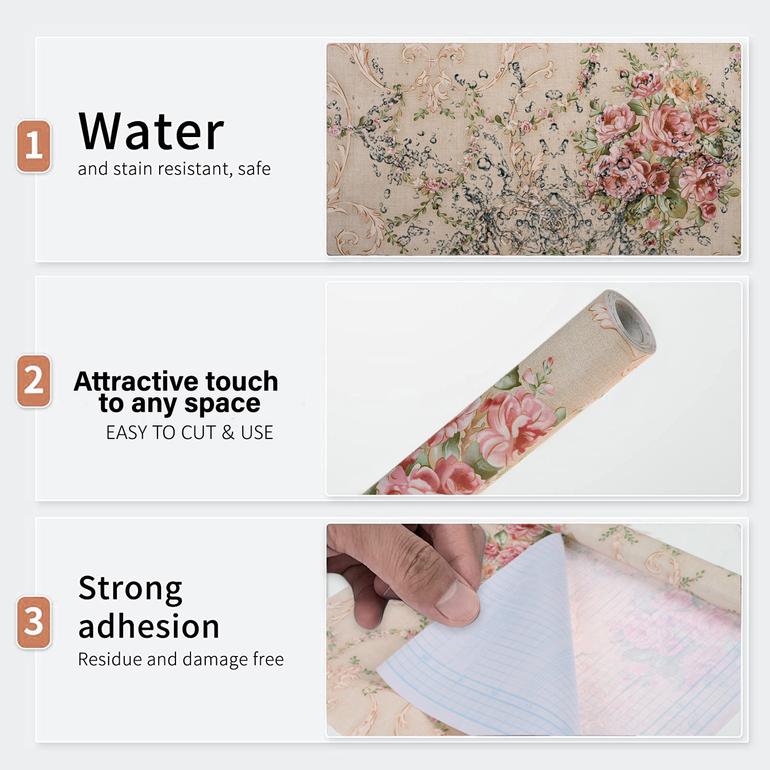 Kuber Industries Wallpaper | Self Adhesive Wallpaper Sheet | Polyvinyl Chloride Wallpaper for Home Décor | Kitchen Cabinets Wallpaper Roll |5 Meter| WP-9 |Cream