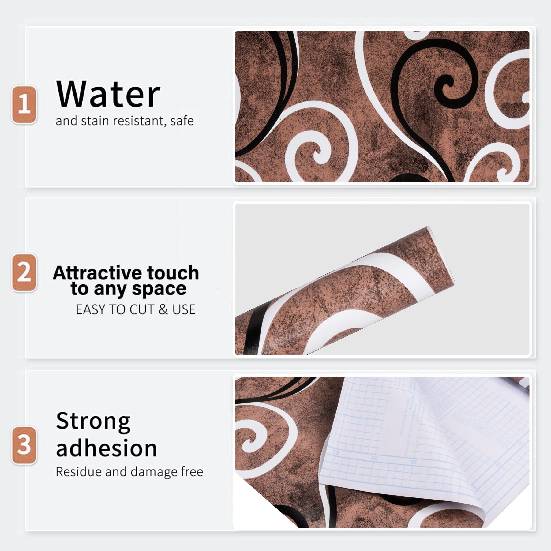 Kuber Industries Wallpaper | Self Adhesive Wallpaper Sheet | PVC Wallpaper Sheet for Home Décor | Kitchen Cabinets Wallpaper Roll | 5 Meter | WP-16 | Brown