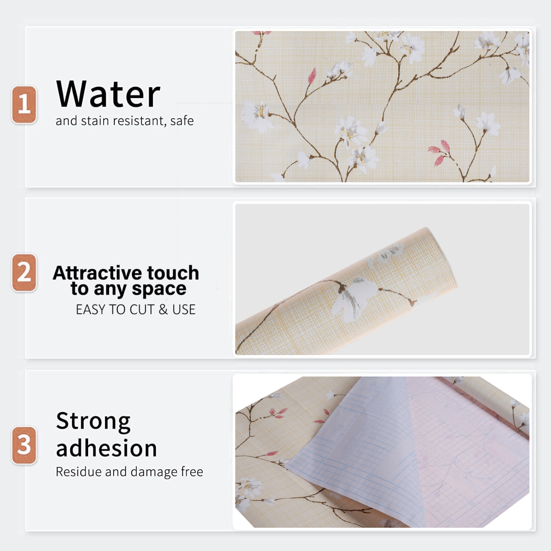 Kuber Industries Wallpaper | Self Adhesive Wallpaper Sheet | PVC Wallpaper Sheet for Home Décor | Kitchen Cabinets Wallpaper Roll | 5 Meter | WP-19 | Cream