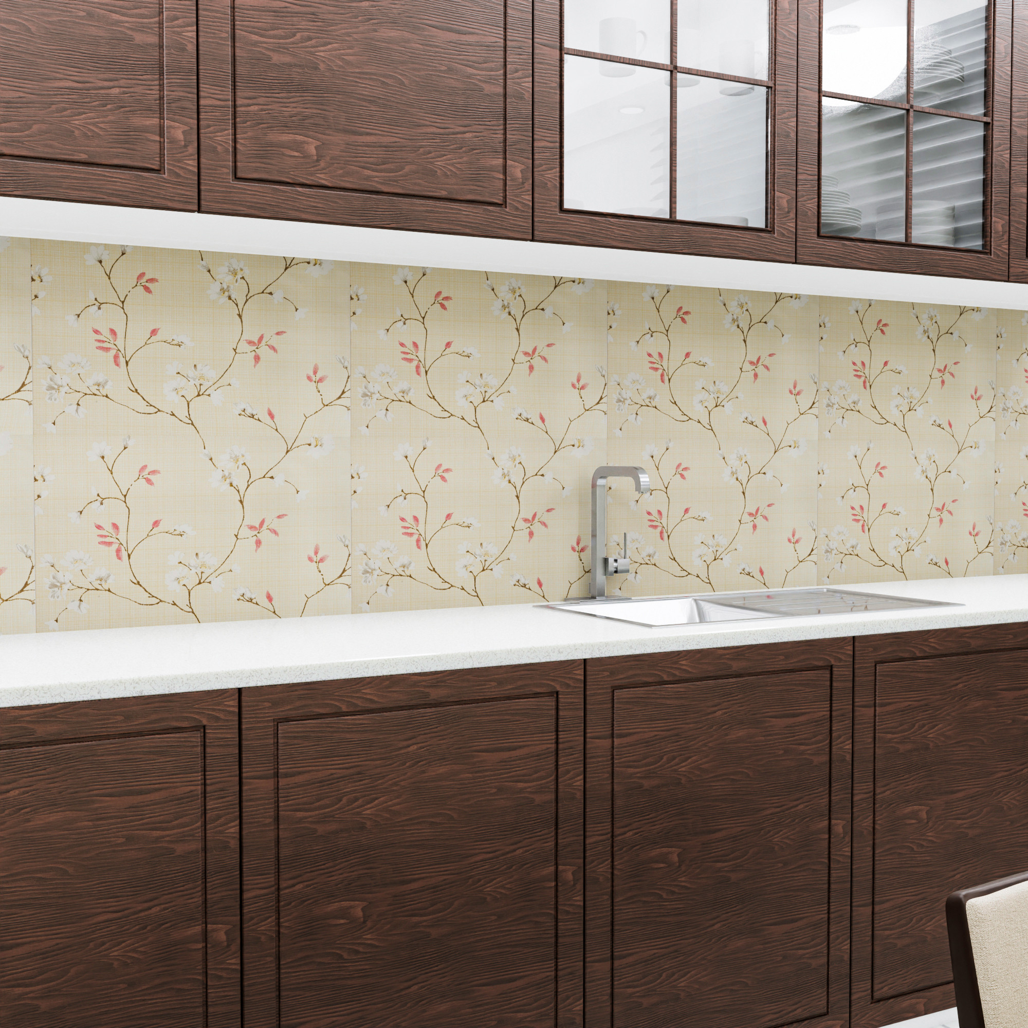 Kuber Industries Wallpaper | Self Adhesive Wallpaper Sheet | PVC Wallpaper Sheet for Home Décor | Kitchen Cabinets Wallpaper Roll | 5 Meter | WP-19 | Cream