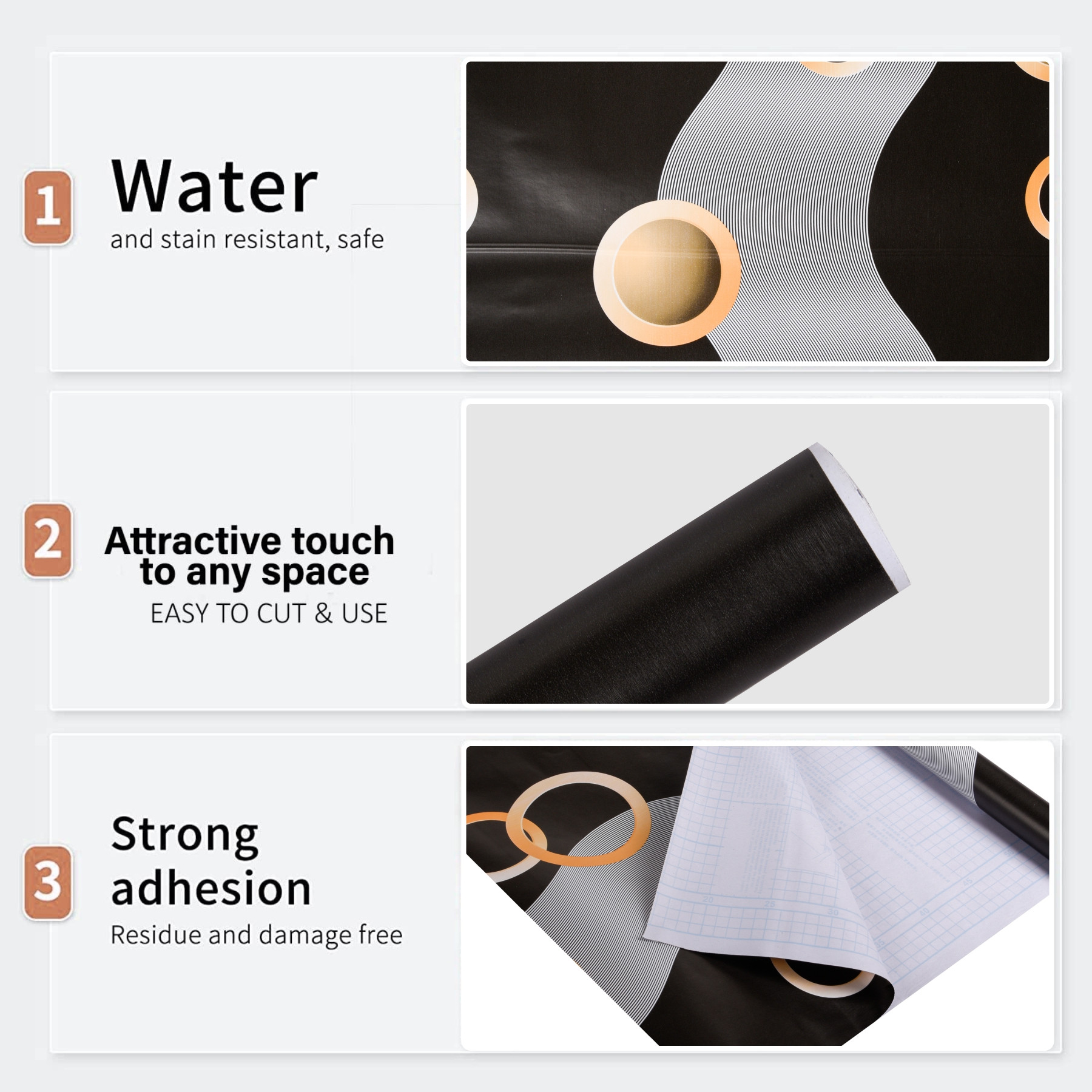 Kuber Industries Wallpaper | Self Adhesive Wallpaper Sheet | PVC Wallpaper Sheet for Home Décor | Kitchen Cabinets Wallpaper Roll | 5 Meter | WP-21 | Black