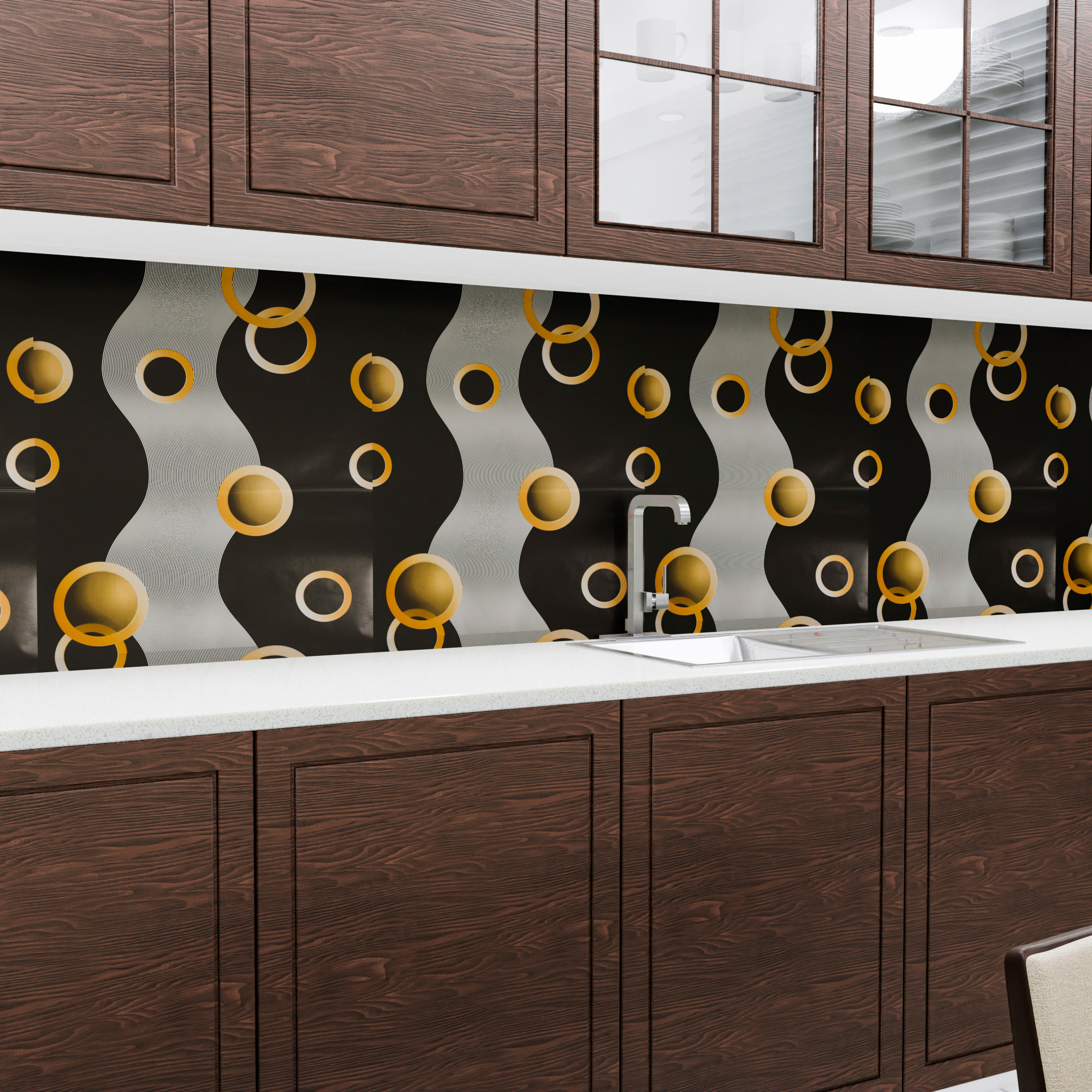 Kuber Industries Wallpaper | Self Adhesive Wallpaper Sheet | PVC Wallpaper Sheet for Home Décor | Kitchen Cabinets Wallpaper Roll | 5 Meter | WP-21 | Black
