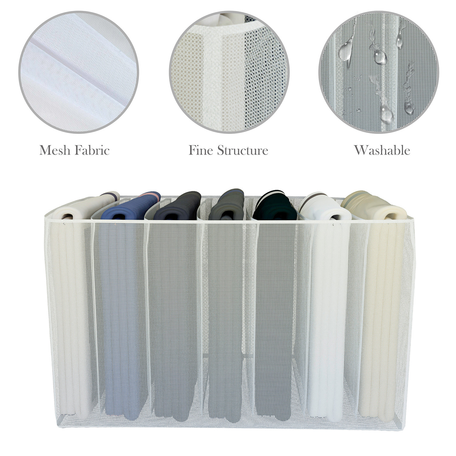 Kuber Industries Wardrobe Cloth Organizer|Nylon Drawer Organizer Set|Foldable|Washable|Suitable for T-shirts|Trousers|UG|Socks (White)