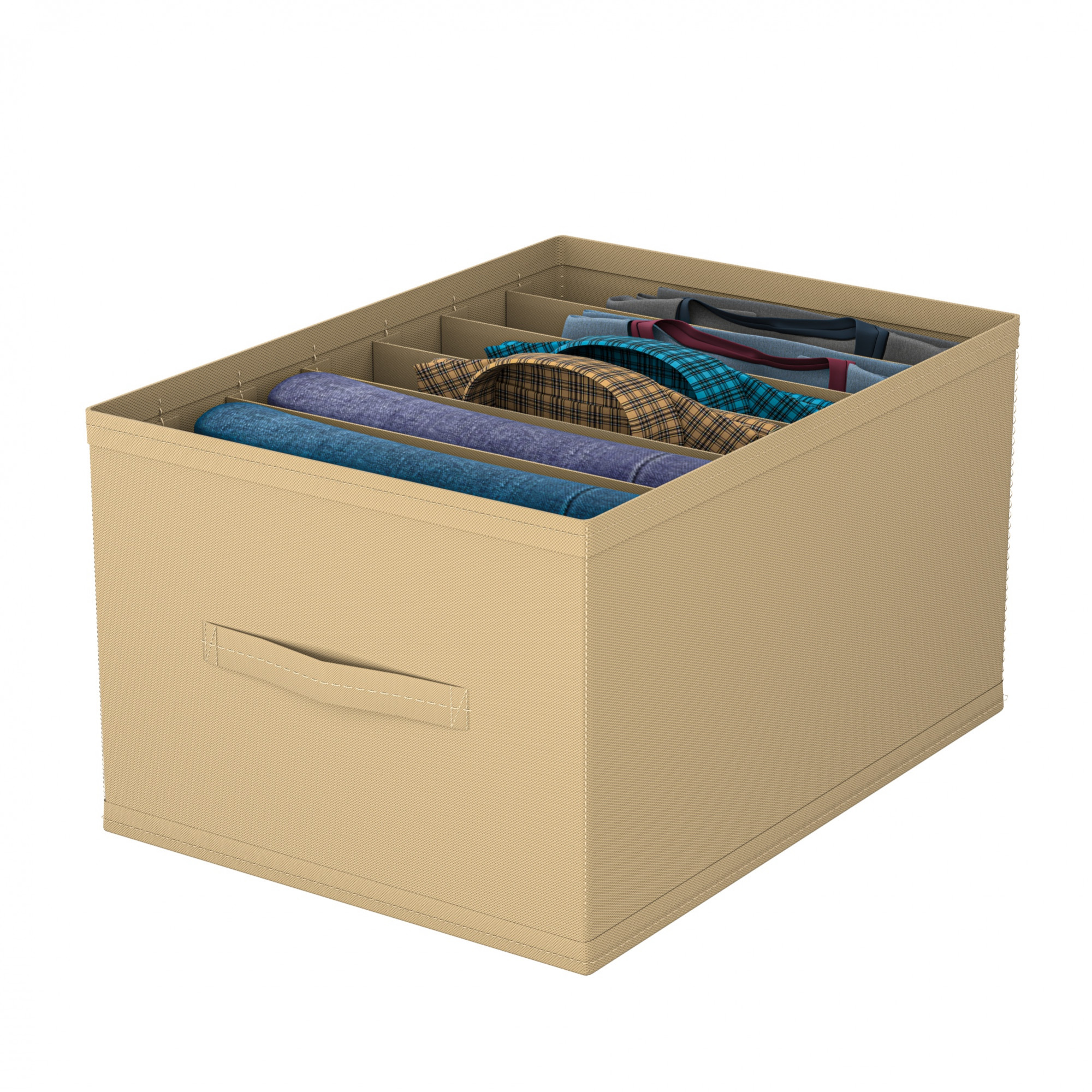Kuber Industries Wardrobe Organizer  7 Grid Trouser Box  Jeans Bra Panty-Socks Storage Organizer  Folding Closet Organizer  Dress Drawer Organizer  Plain  Medium  Brown