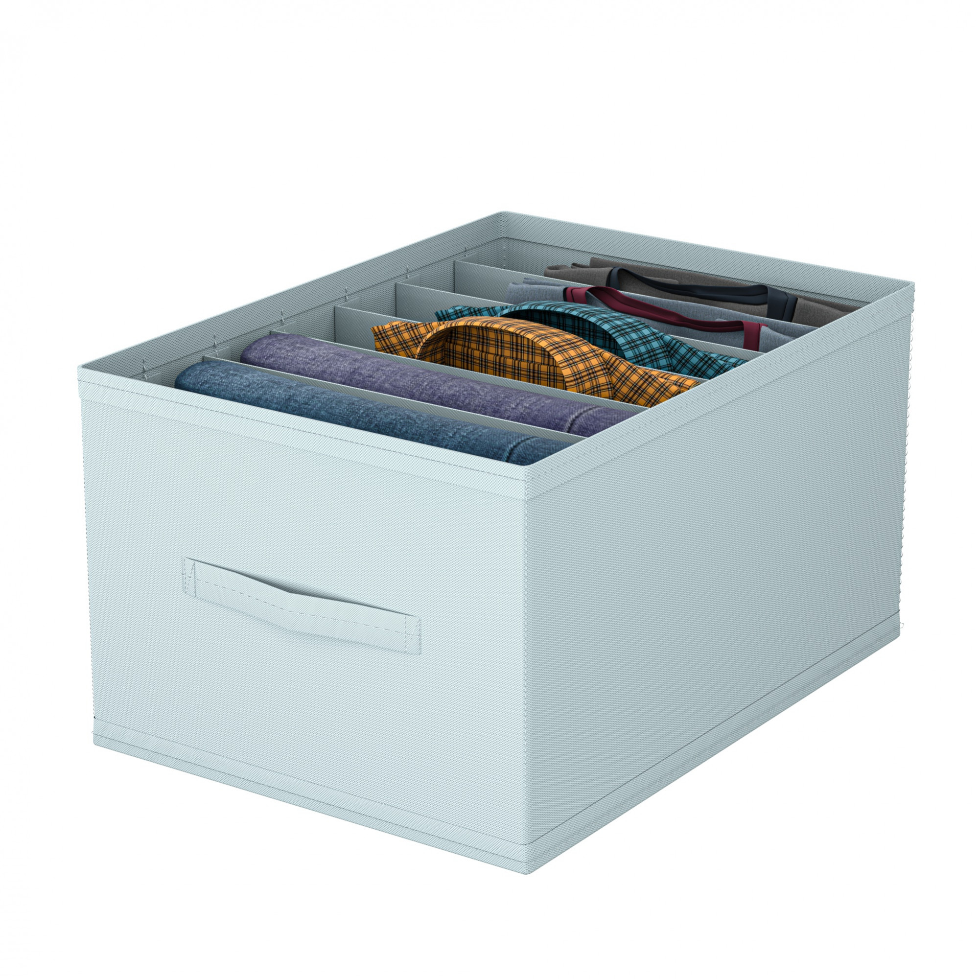Kuber Industries Wardrobe Organizer  7 Grid Trouser Box  Jeans Bra Panty-Socks Storage Organizer  Folding Closet Organizer  Dress Drawer Organizer  Plain  Medium  Grey
