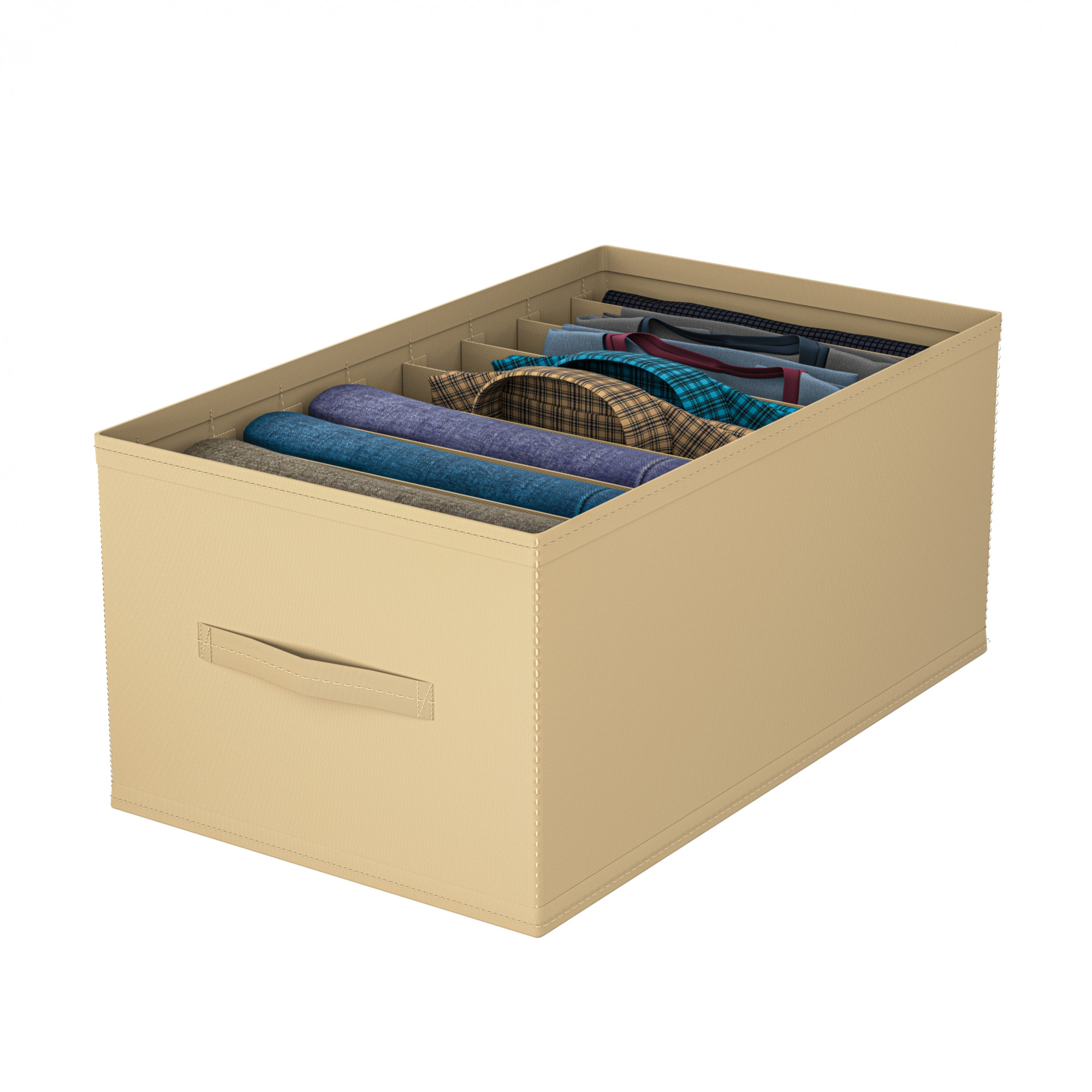 Kuber Industries Wardrobe Organizer  9 Grid Trouser Box  Jeans Bra Panty-Socks Storage Organizer  Folding Closet Organizer  Dress Drawer Organizer  Plain  Large  Brown