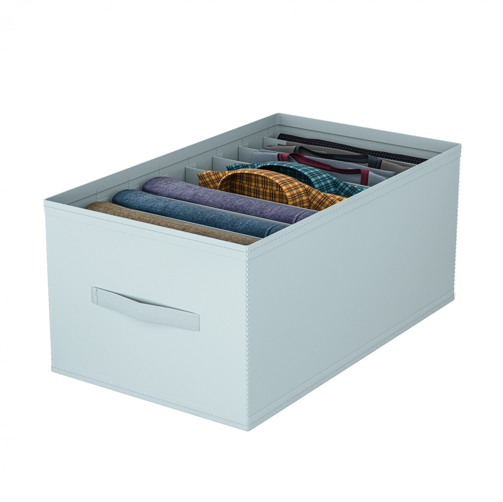 Kuber Industries Wardrobe Organizer  9 Grid Trouser Box  Jeans Bra Panty-Socks Storage Organizer  Folding Closet Organizer  Dress Drawer Organizer  Plain  Large  Grey