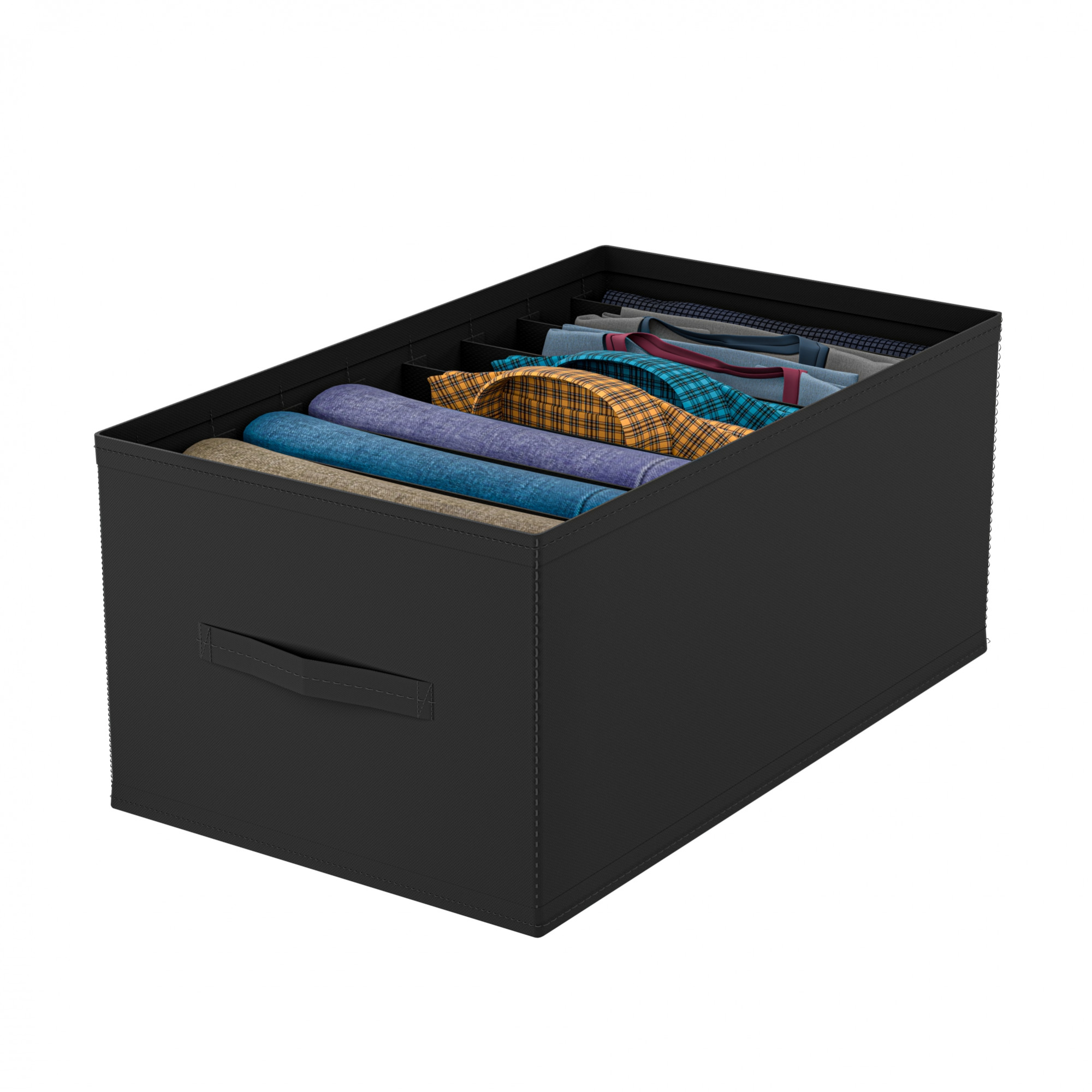 Kuber Industries Wardrobe Organizer  9 Grid Trouser Box  Jeans Bra Panty-Socks Storage Organizer  Folding Closet Organizer  Dress Drawer Organizer  Plain  Large  Black