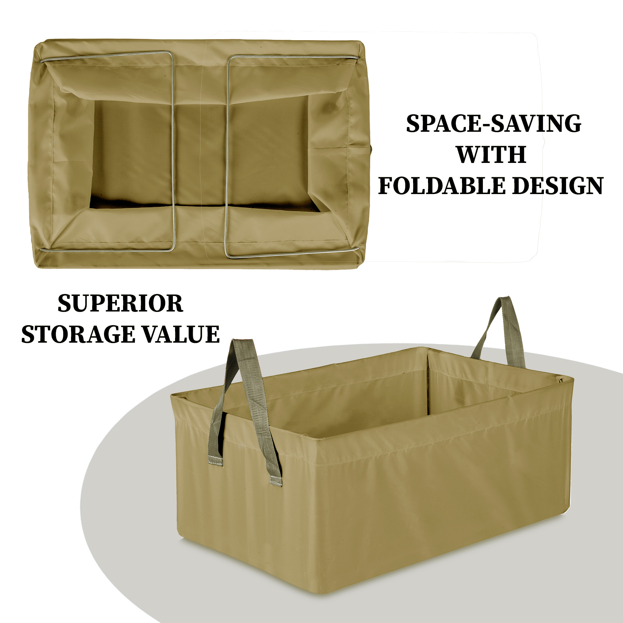 Kuber Industries Wardrobe Organizer  Foldable Metal Frame Storage Baskets for Clothing  Parachute Storage Box for Pants Sweater Jeans  Drawer Organizer with Handles  Brown
